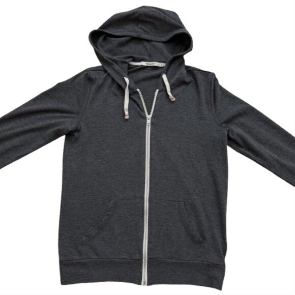 Abbot Main Tops - Abbot Main Full Zip Heather Hoodie Sweatshirt Charcoal Gray Medium